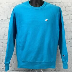 Champion Reverse Weave Sweatshirt Light Blue Crew Neck Pullover Unisex M Medium